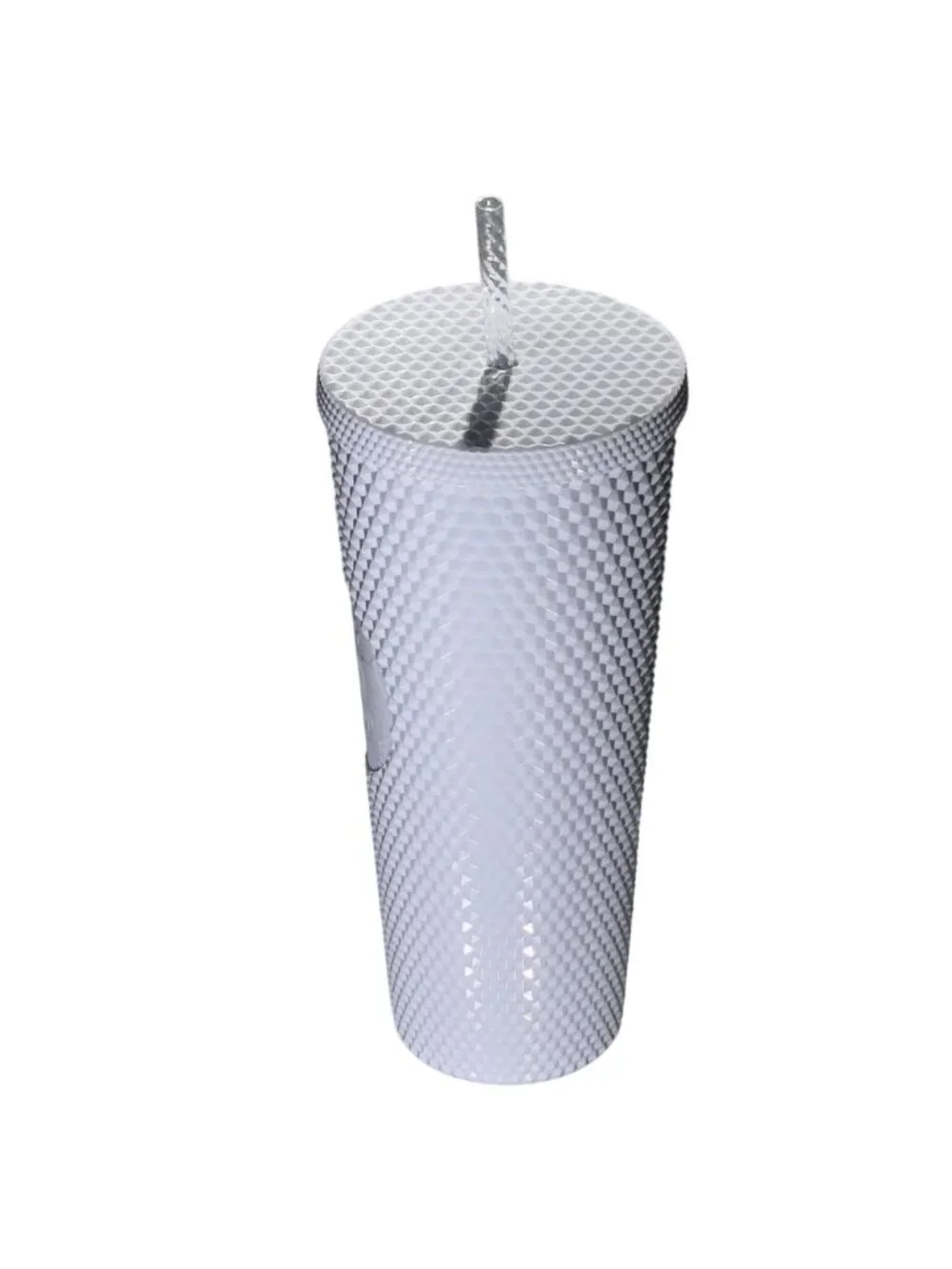 Starbucks White Textured Tumbler With Lid & Straw 24 Oz Plastic